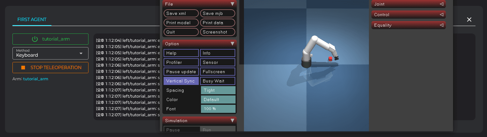 TeleopConsole — Start Keyboard Teleop 활성